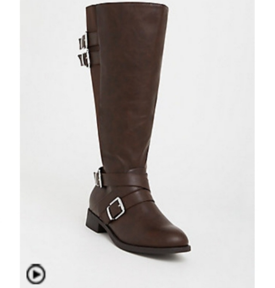 Torrid Brown Faux Leather Boot size 9 Extra Wide